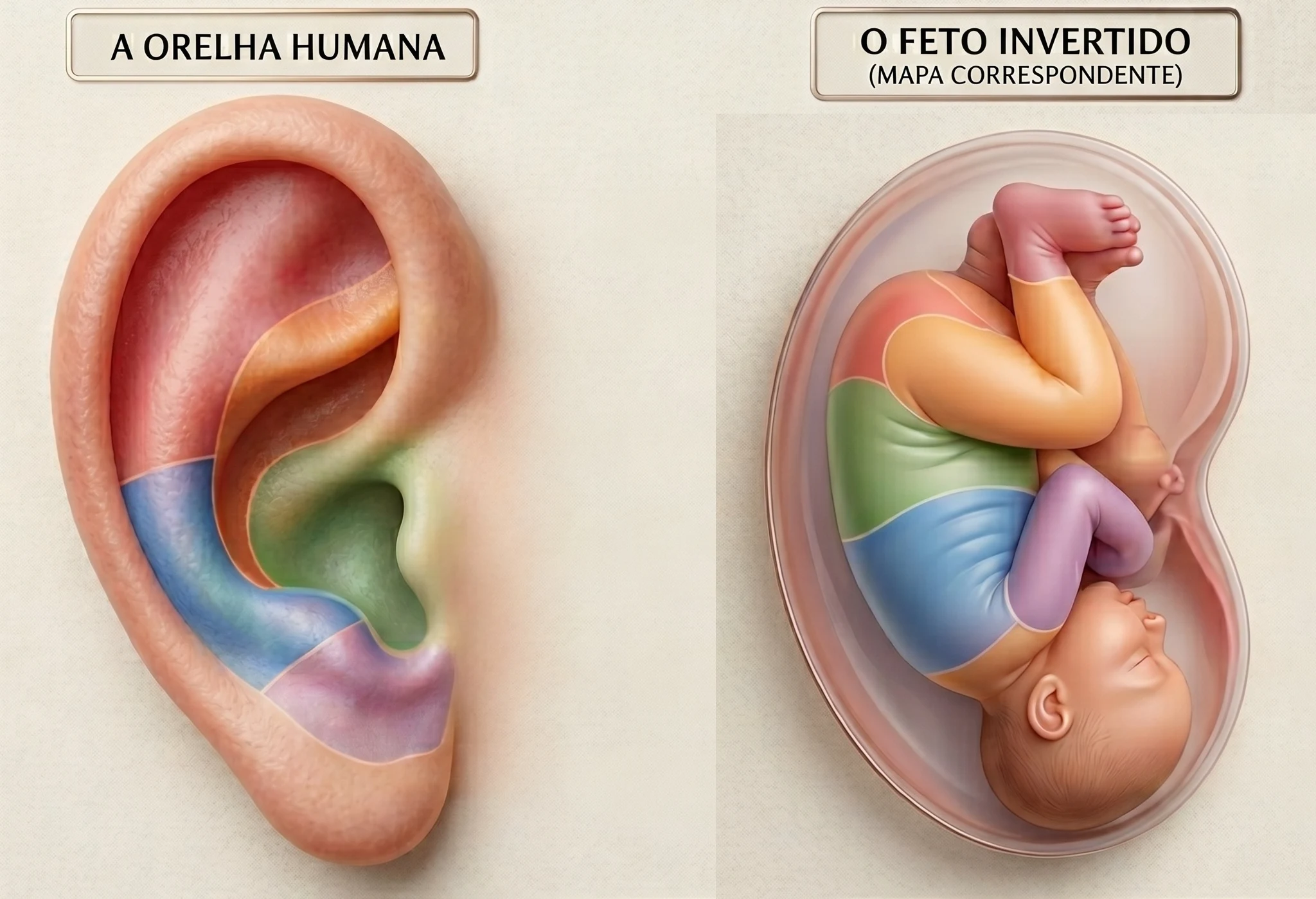 Mapeamento auricular, o mapa auricular do feto investido